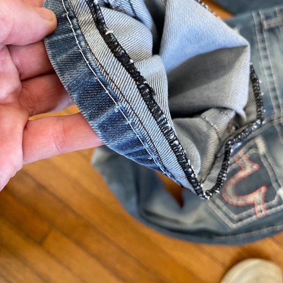 Iconic Y2K True Religion Mickey Big T Jeans Wide Stitching Low Rise Sz 32 - Picture 9 of 10